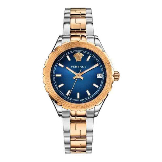 Versace V12060017 Hellenyium Women’s Watch | Blue Dial Two-Tone Stainless Steel | Swiss Quartz 35mm Luxury Watch