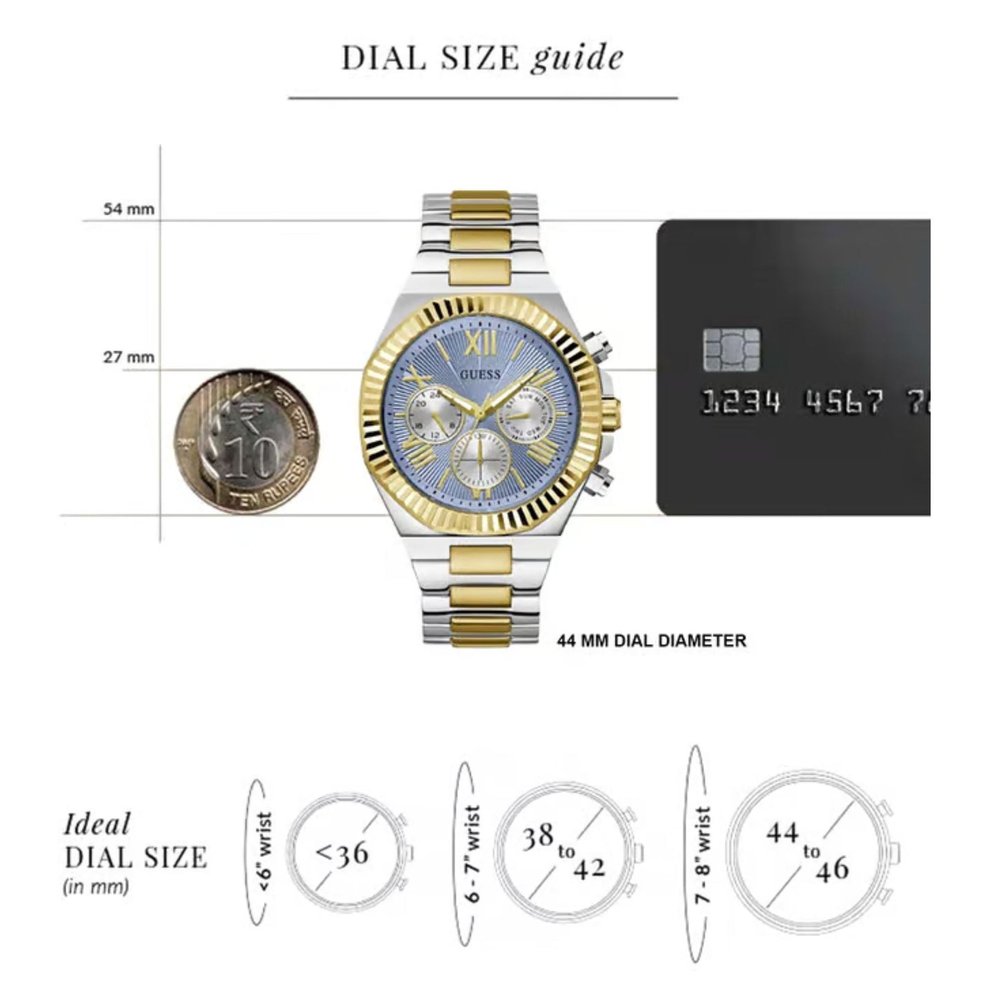 GUESS GW0703G3 Equity Men’s Watch | Blue Dial Two-Tone Multifunction | 44mm Stainless Steel Luxury Watch