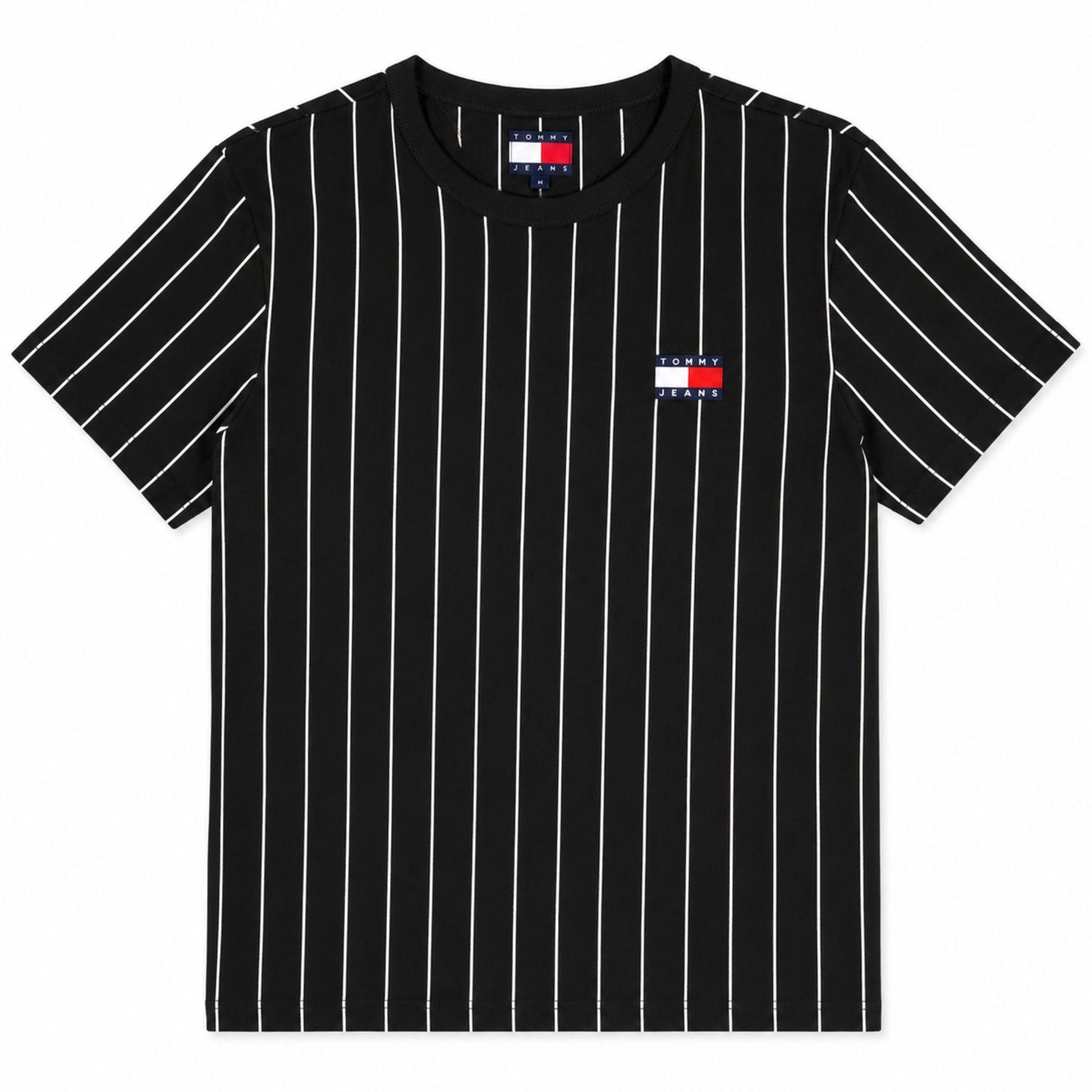TOMMY HILFIGER Men’s Striped Crew Neck Cotton T-Shirt - Black
