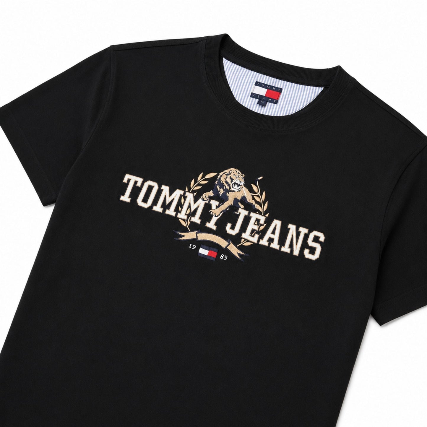 TOMMY HILFIGER Men Printed Round Neck Pure Cotton T-Shirt - Black