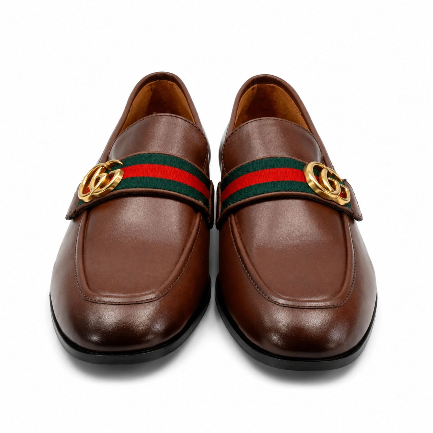Gucci Donnie Double G Leather Loafers for Men - Brown