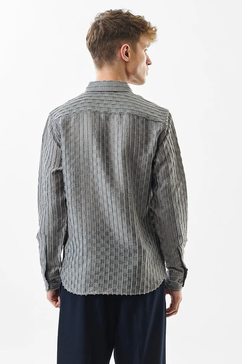 Snitch Slim Fit Stripes Grey Shirt for Men