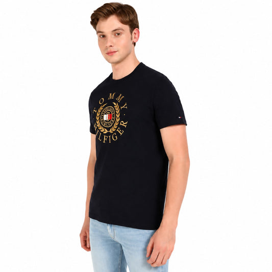 TOMMY HILFIGER Cotton Regular Fit Printed T-Shirt - Navy