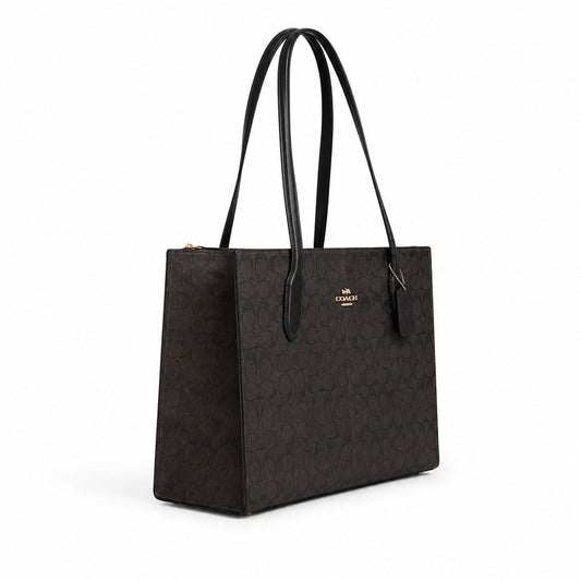 Coach Nina Signature Canvas Tote Bag – Black Brown