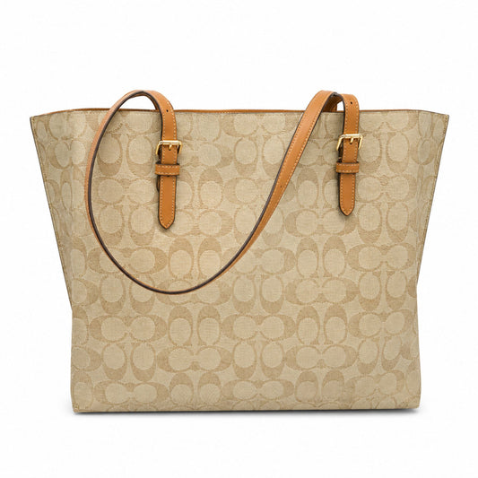 Coach Mollie Signature Canvas Tote – Light Khaki Saddle