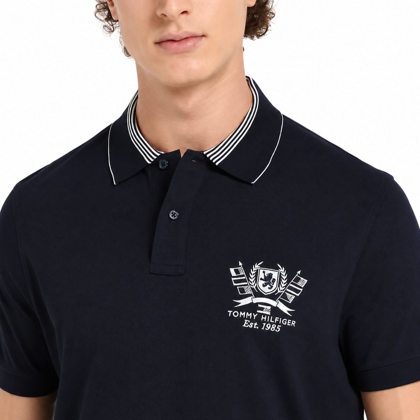Tommy Hilfiger Men’s Embroidered Cotton Polo T-Shirt - Desert Sky