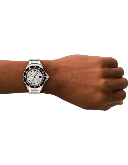 Emporio Armani AR11683 World Explorer Men’s Watch | Silver Stainless Steel | 42mm Grey Dial Luxury Watch