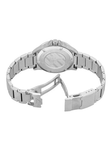 Emporio Armani AR11683 World Explorer Men’s Watch | Silver Stainless Steel | 42mm Grey Dial Luxury Watch