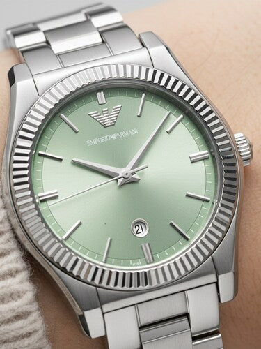 Emporio Armani AR11656 Women’s Watch | Green Dial Stainless Steel Bracelet | Quartz Analog Luxury Watch