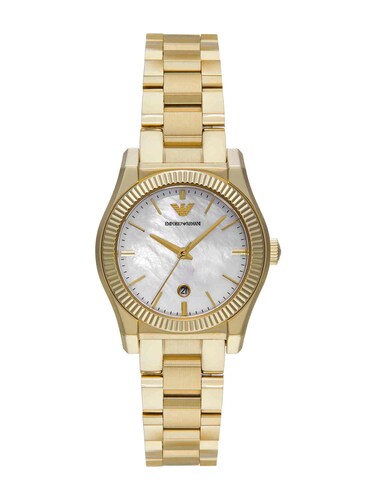 Emporio Armani AR11657 Women’s Watch | Mother of Pearl Dial | Gold-Tone Stainless Steel Bracelet | Luxury Analog Watch