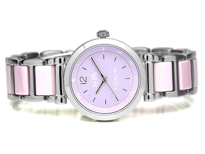 Coach 14502461 Women’s Watch | Purple Dial Two-Tone Steel & Ceramic Strap | 30mm Analog Luxury Watch