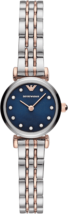 Emporio Armani AR11222 Gianni T-Bar Women’s Watch | Blue Dial | Two-Tone Stainless Steel 22mm Luxury Watch