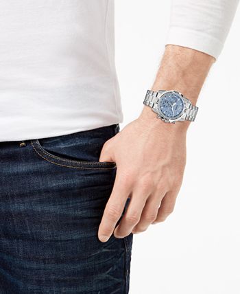 GUESS GW0056G2 Men’s Watch | Blue Dial Multifunction Chronograph | 43mm Stainless Steel Silver Bracelet Watch
