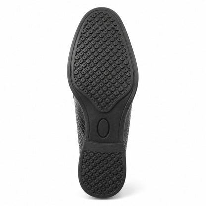 ROSSO BRUNELLO Woven Slip-On Formal Loafers for Men - Black