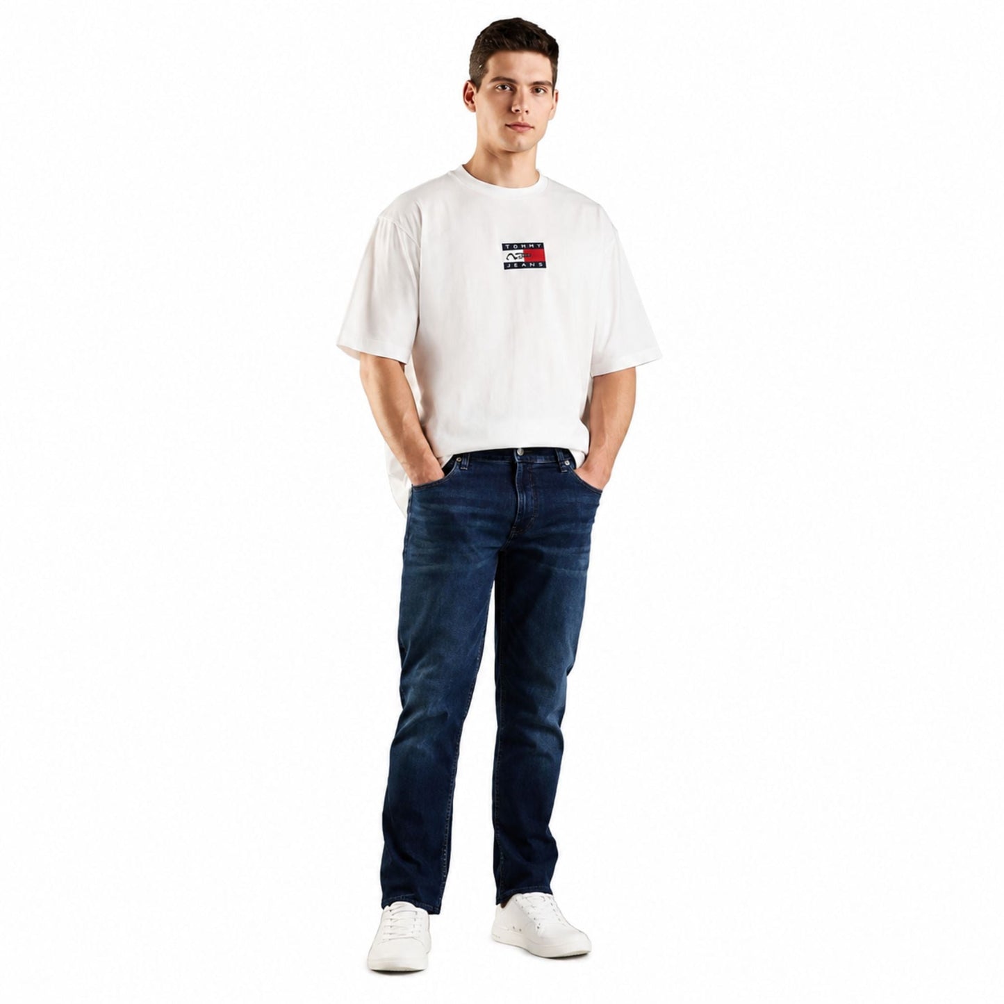 TOMMY HILFIGER Embroidered Logo Relaxed Fit T-Shirt - Ecru