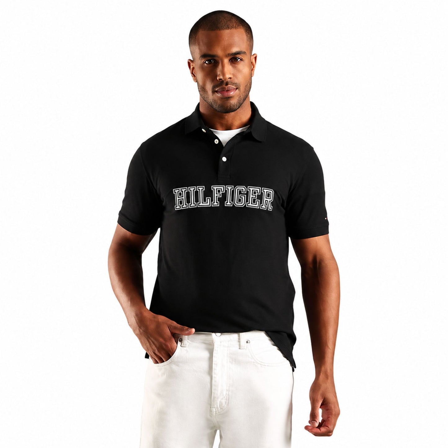 Tommy Hilfiger Men’s Embroidered Logo Polo T-Shirt - Black