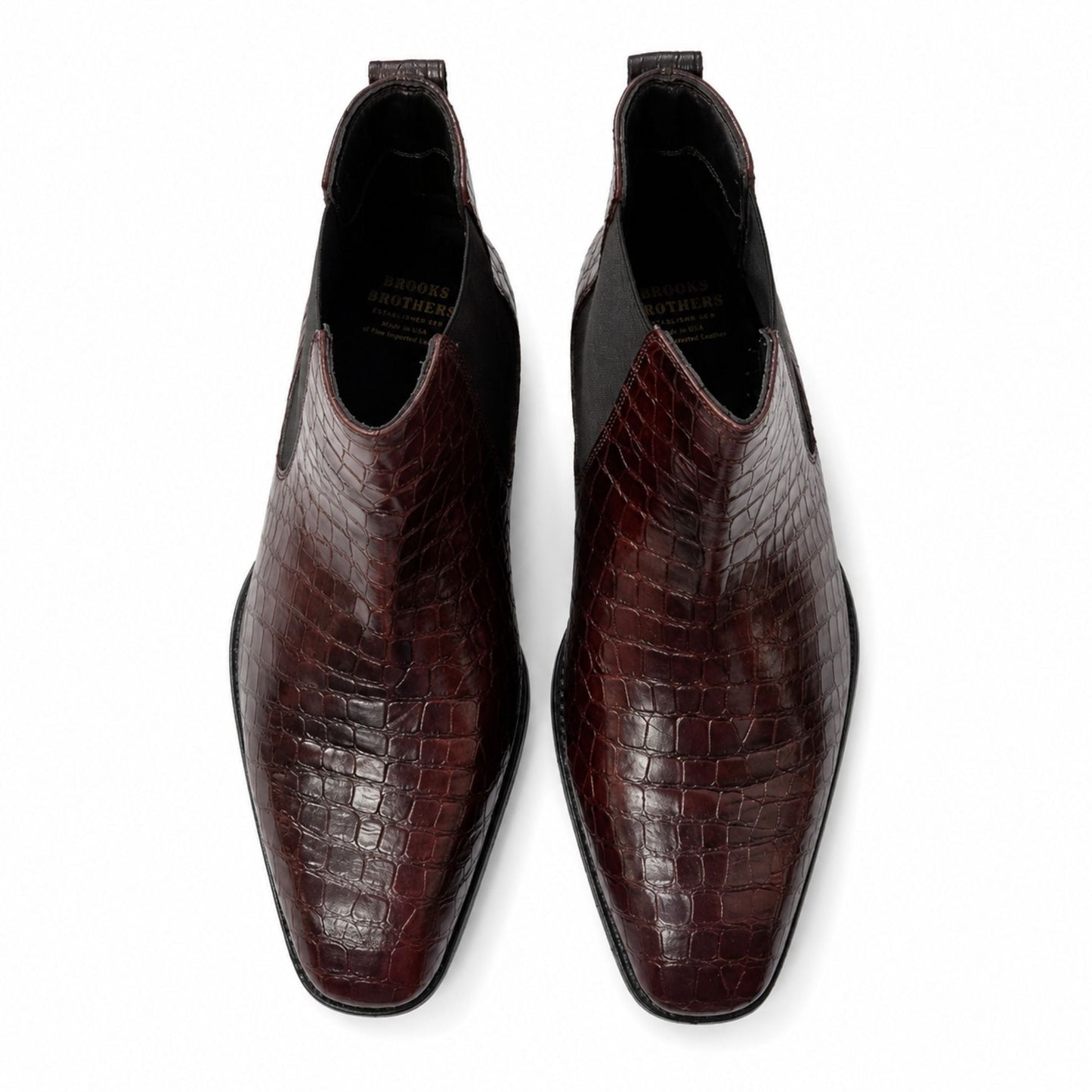Brooks Brothers Croc Texture Chelsea Boots for Men’s - Burgundy