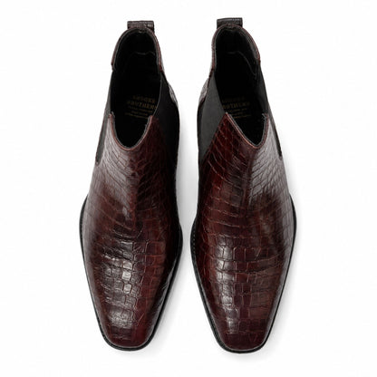 Brooks Brothers Croc Texture Chelsea Boots for Men’s - Burgundy