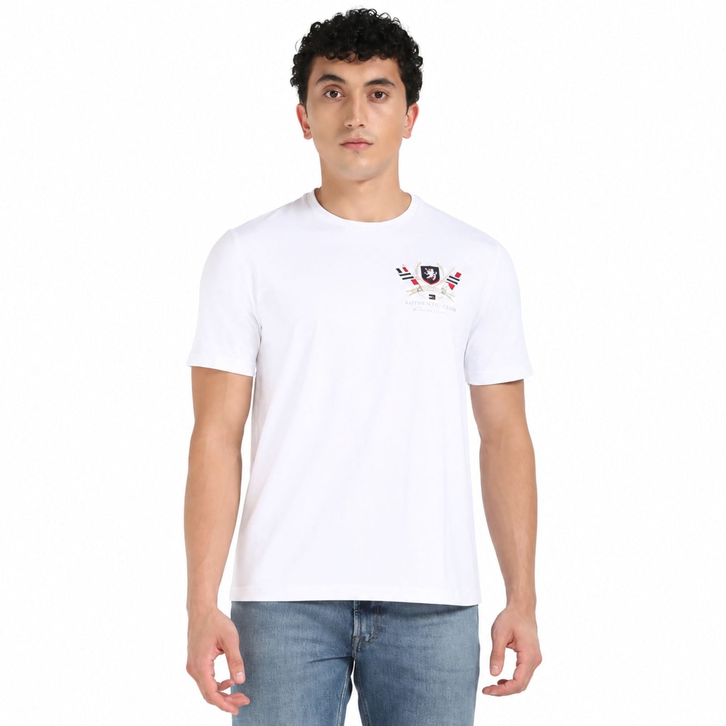TOMMY HILFIGER Men Printed Crew Neck T-Shirt - White