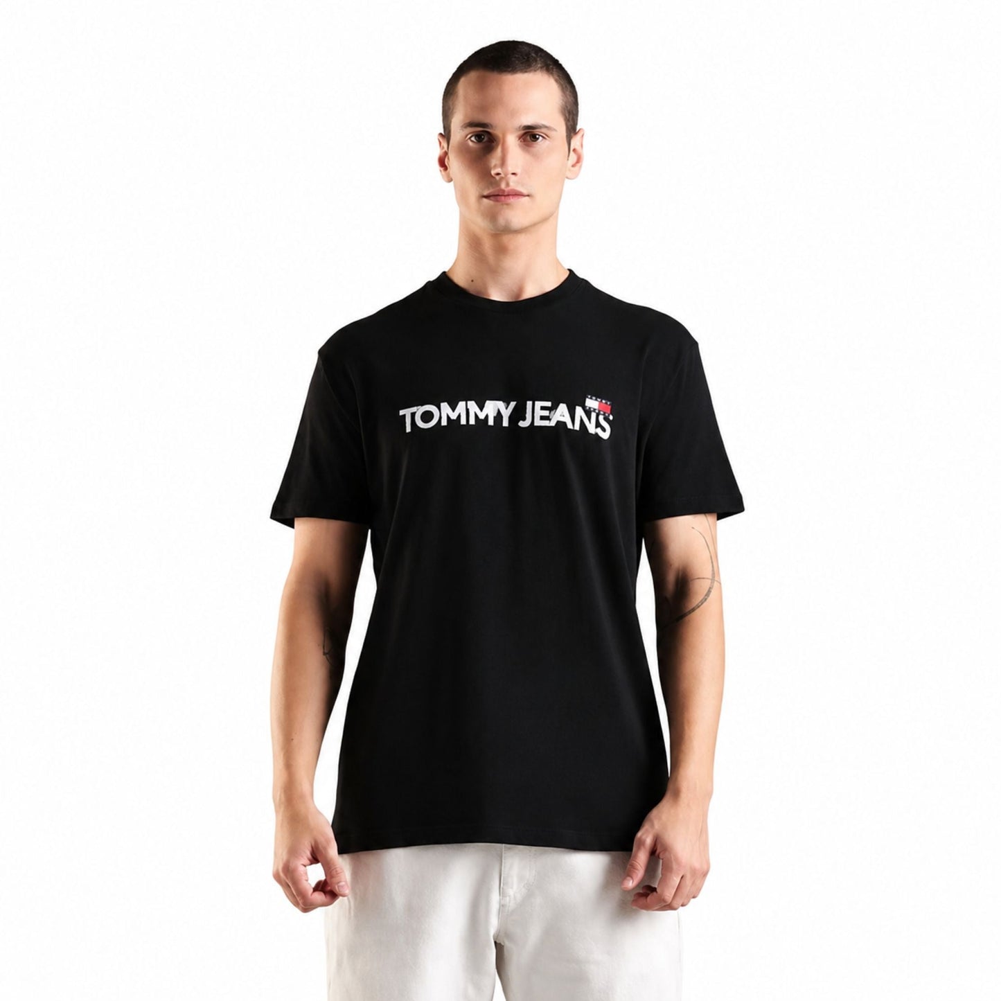 TOMMY HILFIGER Solid Regular Fit Cotton T-Shirt - Black