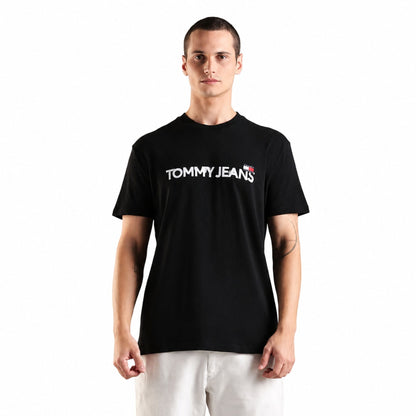 TOMMY HILFIGER Solid Regular Fit Cotton T-Shirt - Black