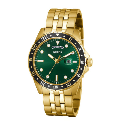 GUESS GW0220G2 Men’s Watch | Black Dial Gold-Tone Stainless Steel | 44mm Analog Luxury Watch