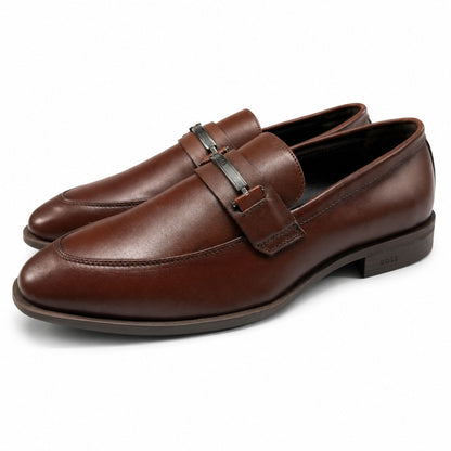 Boss Men’s Premium Penny Loafer Leather Shoes - Brown