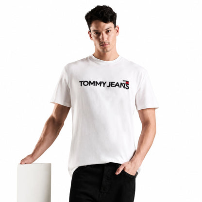 TOMMY HILFIGER Men Printed Crew Neck Pure Cotton T-Shirt - White