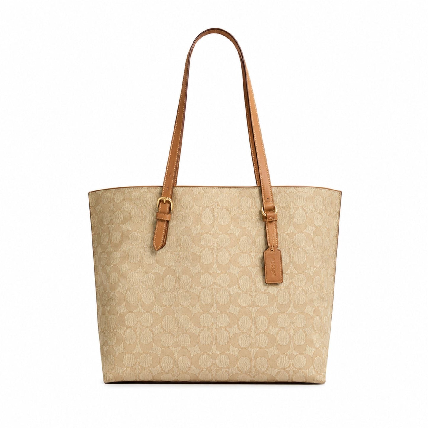 Coach Mollie Signature Canvas Tote – Light Khaki Saddle