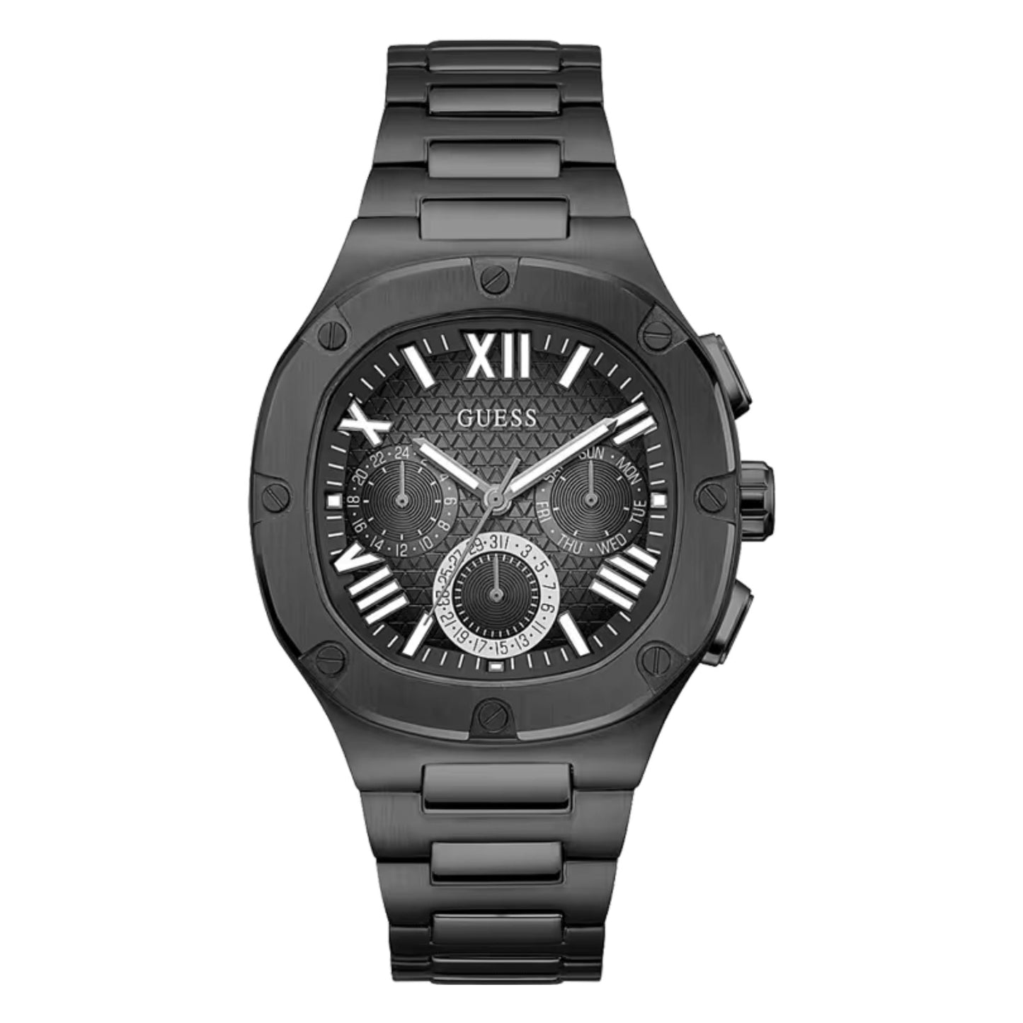 GUESS GW0572G3 Headline Men’s Watch | Blue Dial Two-Tone Stainless Steel | Square Multi-Function Luxury Watch