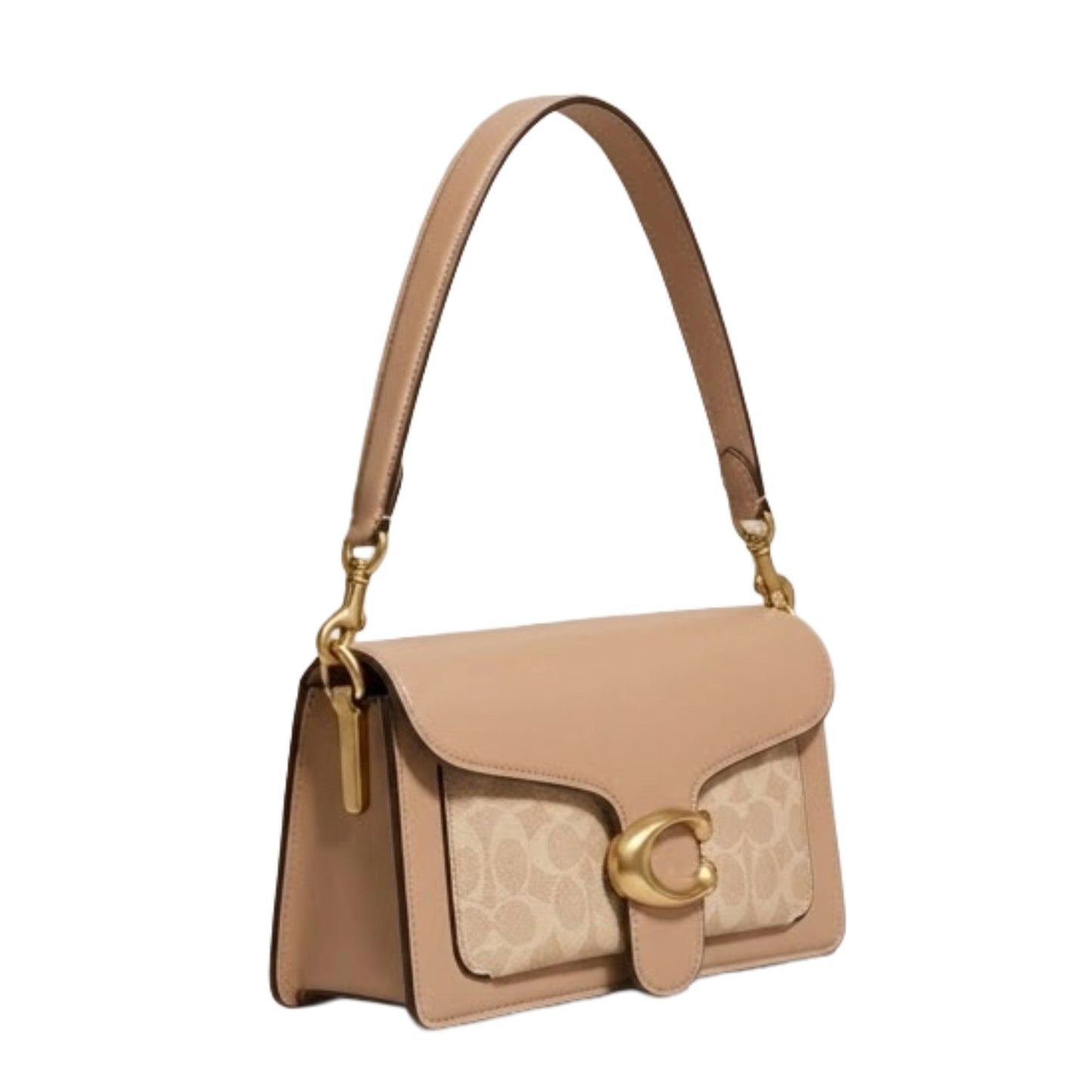 Coach Tabby Style Signature Canvas Flap Bag – Beige Leather Trim