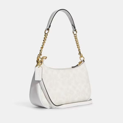 Coach Teri White Signature Canvas Shoulder Bag