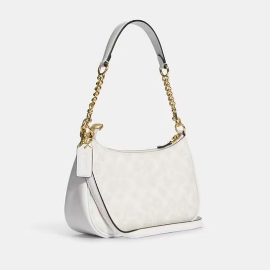 Coach Teri White Signature Canvas Shoulder Bag