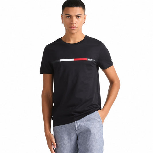 TOMMY HILFIGER Chest Bar Slim Fit T-Shirt - Navy Blue