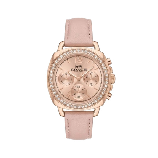 Coach 14503131  Women’s Watch | Rose Gold Dial Crystal Bezel | Pink Leather Strap Multi-Function Luxury Watch