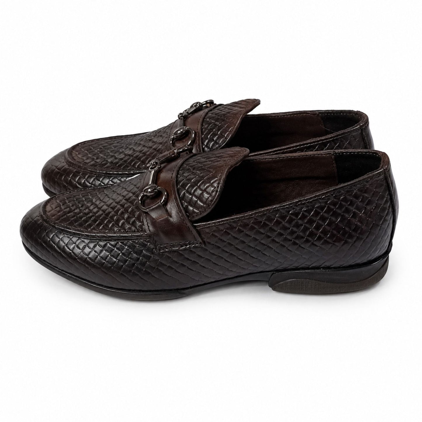 ROSSO BRUNELLO Woven Slip-On Formal Loafers for Men - Brown