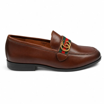 Gucci Donnie Double G Leather Loafers for Men - Brown