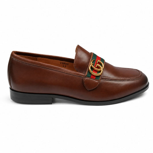 Gucci Donnie Double G Leather Loafers for Men - Brown