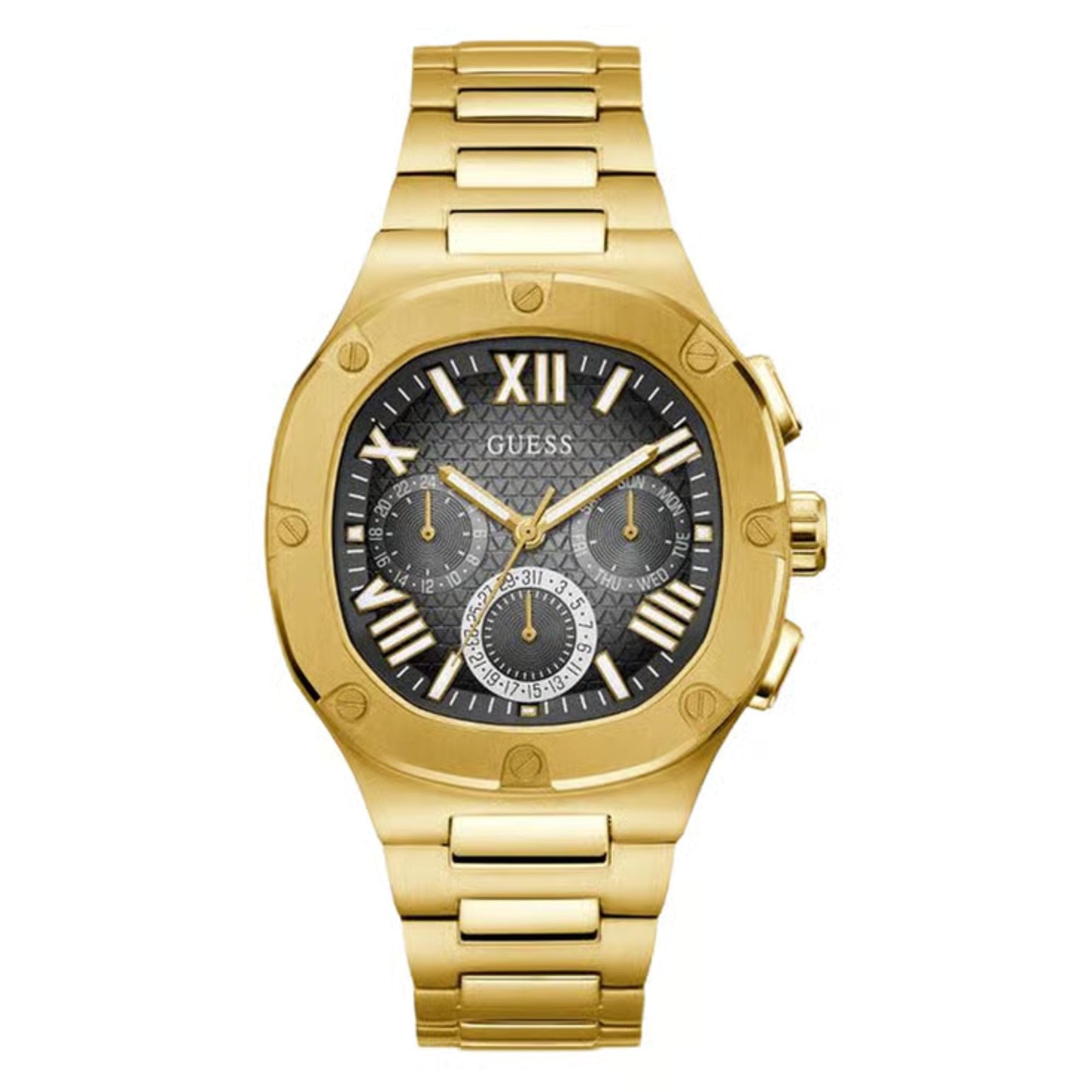 GUESS GW0572G2 Headline Men’s Watch | Black Square Dial Stainless Steel | Multi-Function Luxury Analog Watch