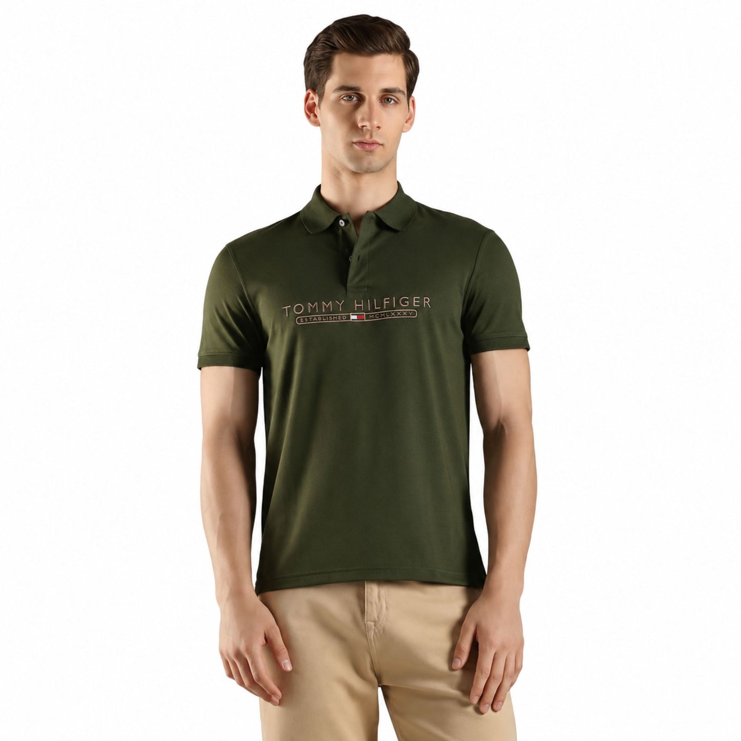Tommy Hilfiger Men’s Cotton Polo T-Shirt - Arctic Spruce