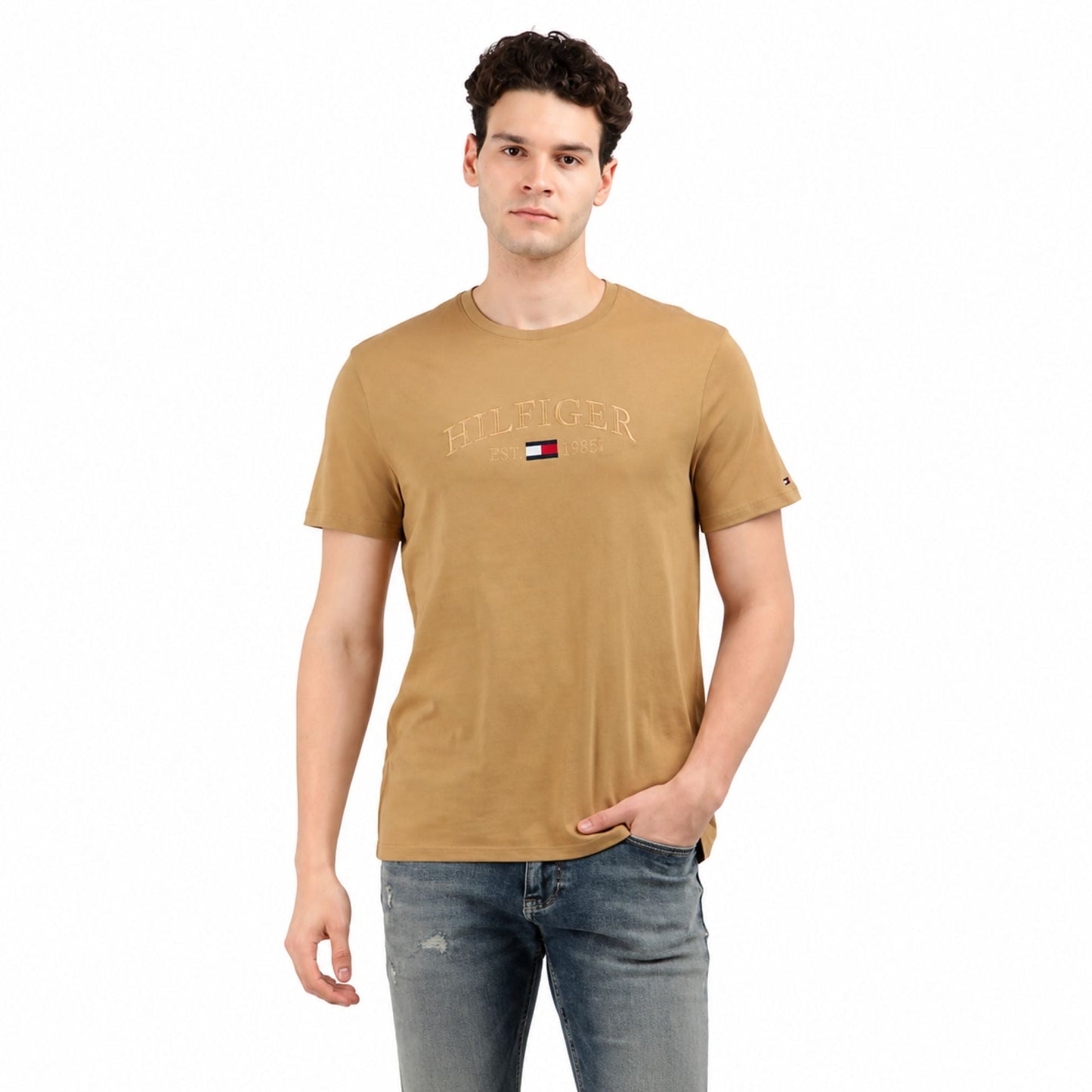 TOMMY HILFIGER Crew Neck Aaron T-Shirt - Pinecone Tan