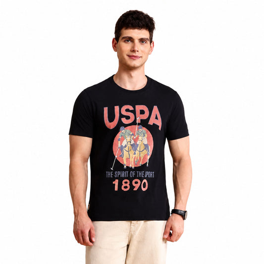 Graphic Printed Muscle Fit T-Shirt - Black