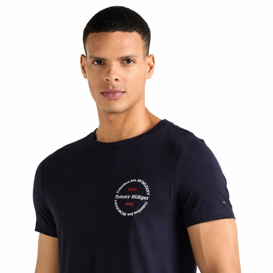 Tommy Hilfiger Men's Round Logo Transitional Cotton T-Shirt - Navy