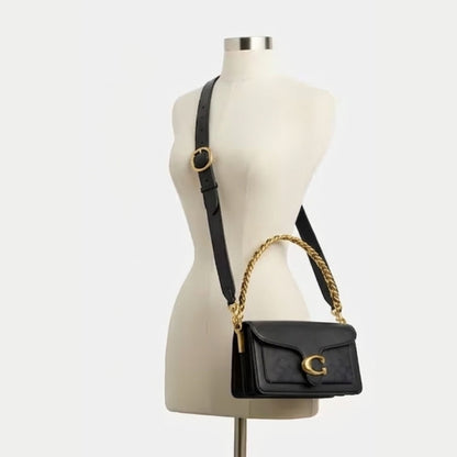 Coach Tabby 26 Medium Signature Canvas Shoulder Bag Black with Gold C Logo