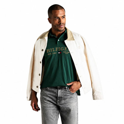 Tommy Hilfiger Men’s Printed Pure Cotton Polo T-Shirt - Green