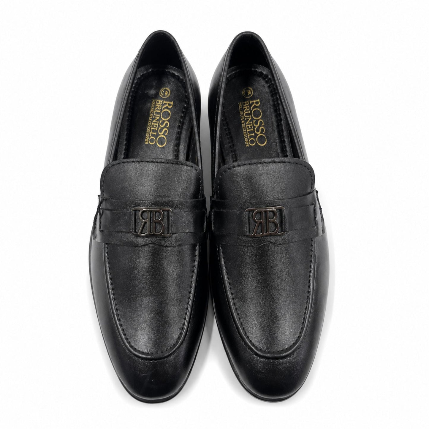 ROSSO BRUNELLO Premium Slip-On Formal Loafers for Men - Black