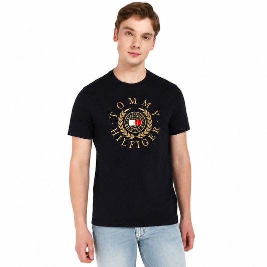 TOMMY HILFIGER Cotton Regular Fit Printed T-Shirt - Navy