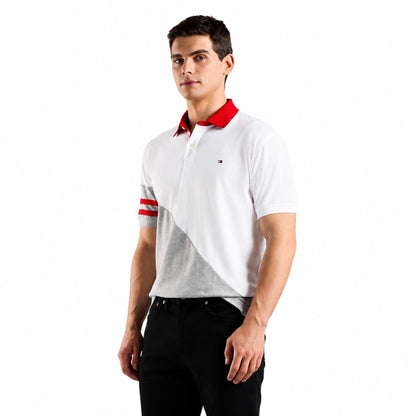 Tommy Hilfiger Men’s Colorblock Pure Cotton Polo T-Shirt - Grey