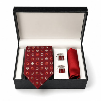 BlackBerry Premium Tie, Pocket Square & Cufflink Combo - Wine Red