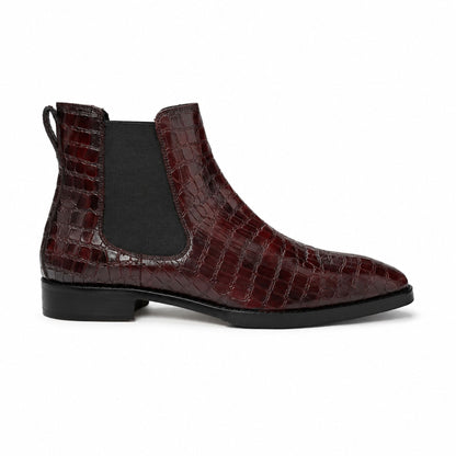 Brooks Brothers Croc Texture Chelsea Boots for Men’s - Burgundy